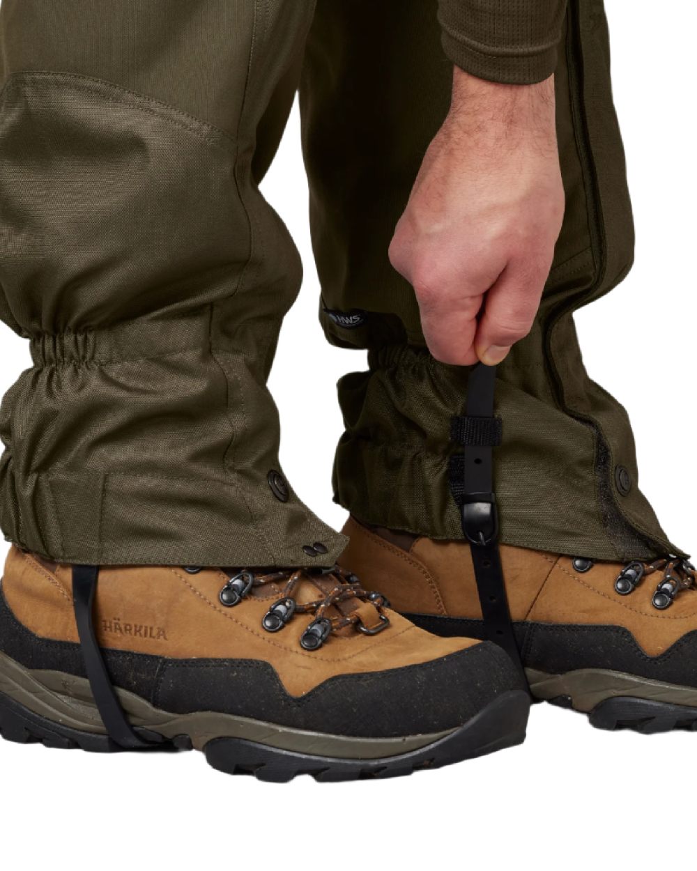 Willow Green Coloured Harkila Pro HWS Gaiters on white background #colour_willow-green