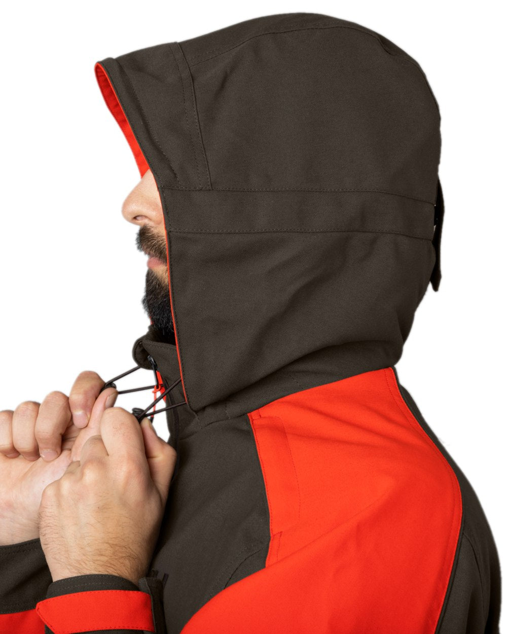 Willow Green Orange Coloured Harkila Pro Hunter Dog Keeper GTX Jacket on white background #colour_willow-green-orange