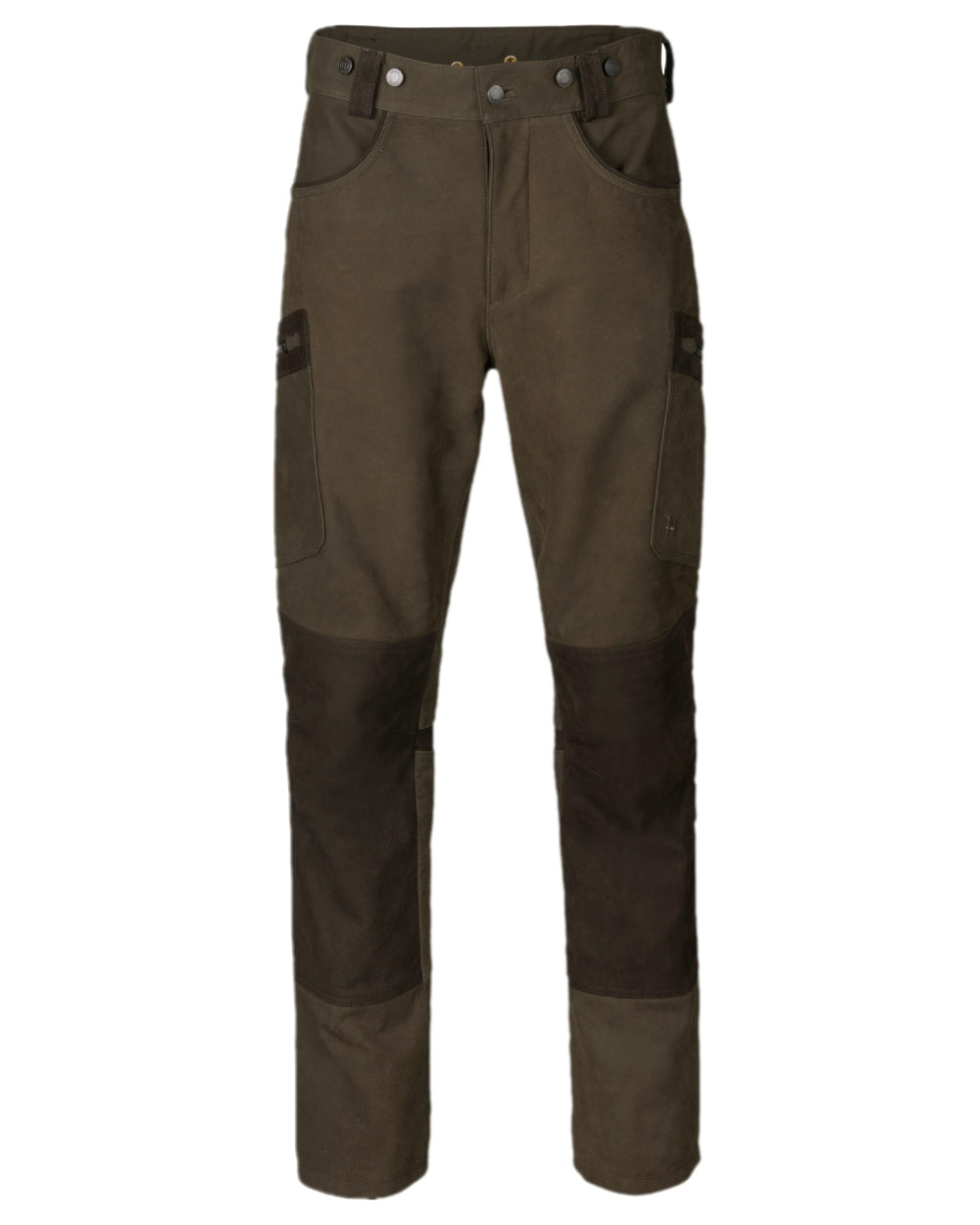 Willow Green Coloured Harkila Pro Hunter Leather Trousers on white background #colour_willow-green