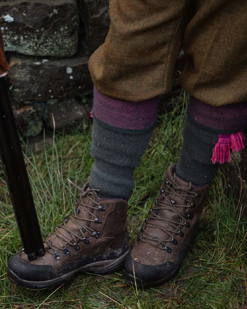 Chocolate Brown Coloured Harkila Pro Hunter Ledge 2.0 GTX Boots on outdoor background #colour_chocolate-brown
