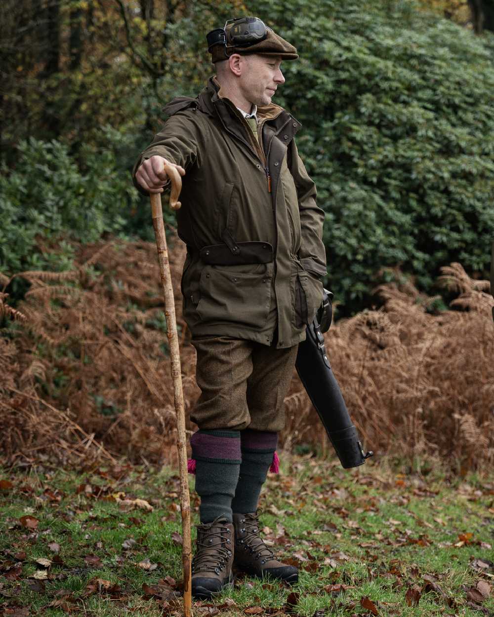 Willow Green Coloured Harkila Pro Hunter Shooting GTX Jacket on outdoor background #colour_willow-green