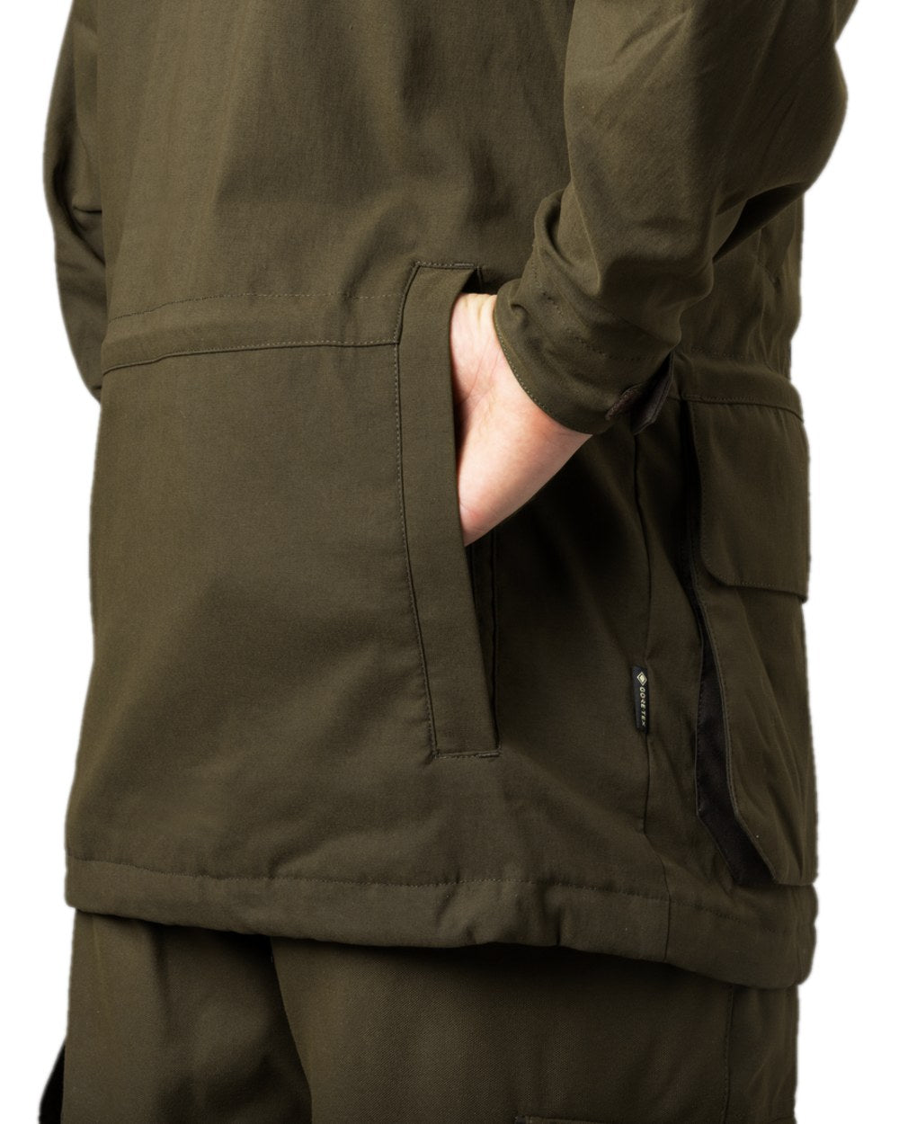 Willow Green Coloured Harkila Pro Hunter Shooting GTX Jacket on white background #colour_willow-green