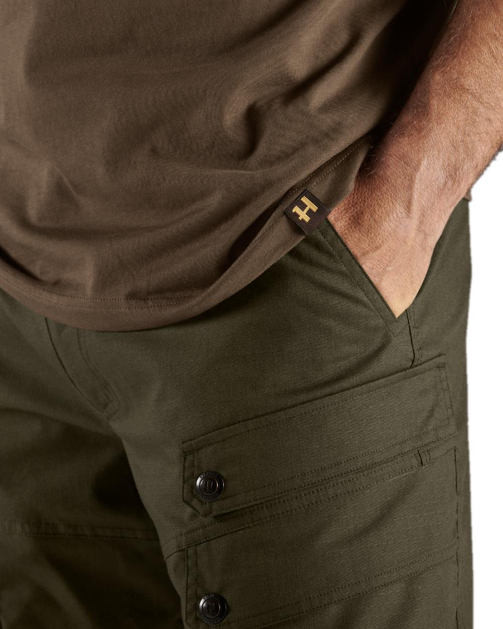 Slate Brown Coloured Harkila Pro Hunter Short Sleeve T-Shirt on white background #colour_slate-brown