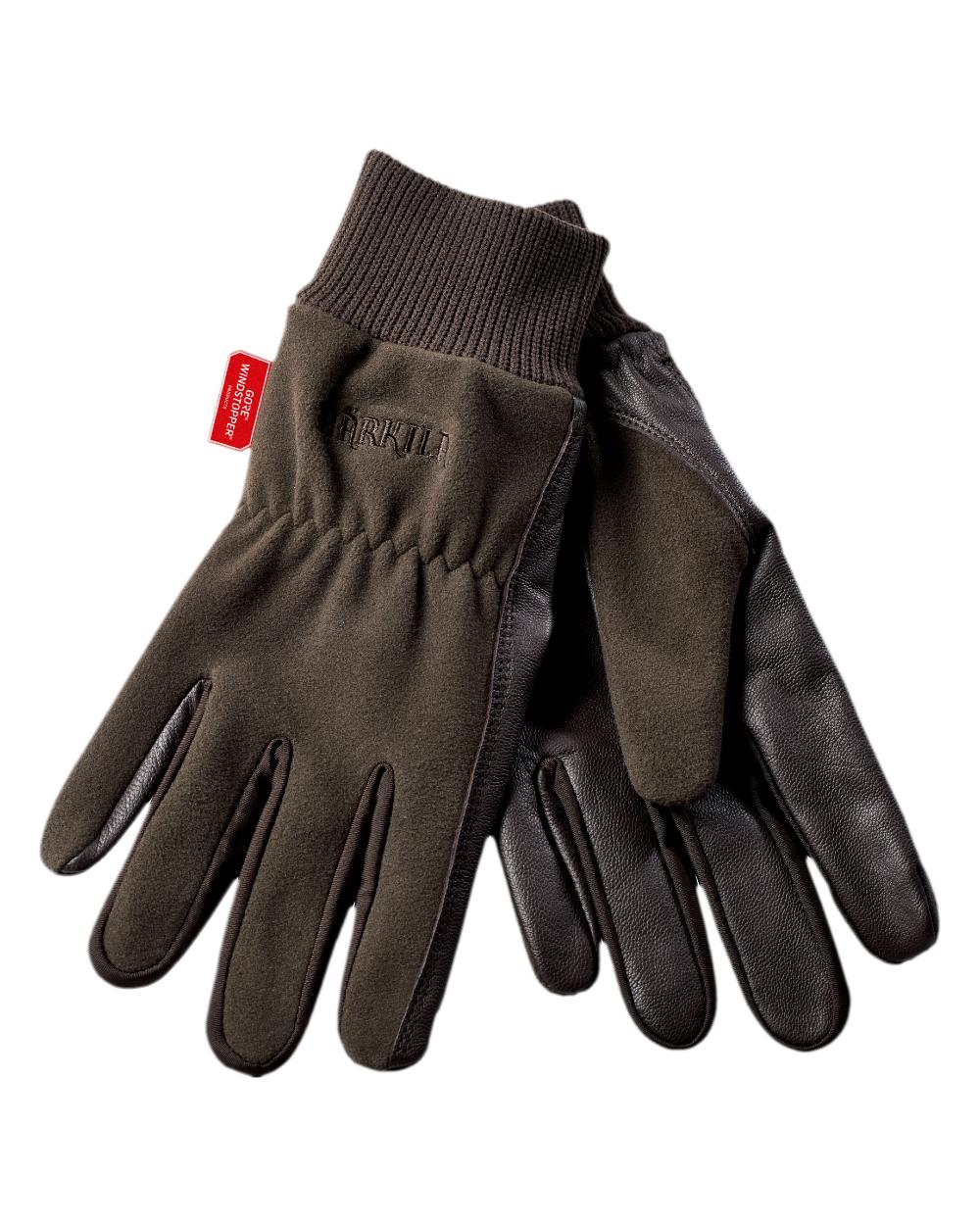 Shadow Brown Coloured Harkila Pro Shooter Gloves on white background #colour_shadow-brown