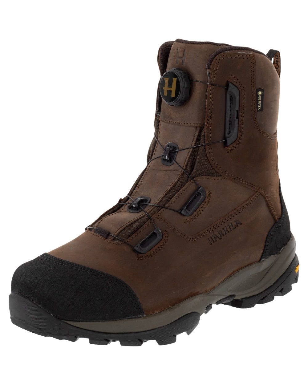 Dark Brown Coloured Harkila Reidmar Mid 2.0 GTX Leather Boots on white background #colour_dark-brown