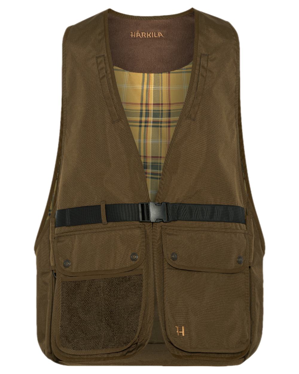 Warm Olive Coloured Harkila Retrieve Dummy Waistcoat on white background #colour_warm-olive