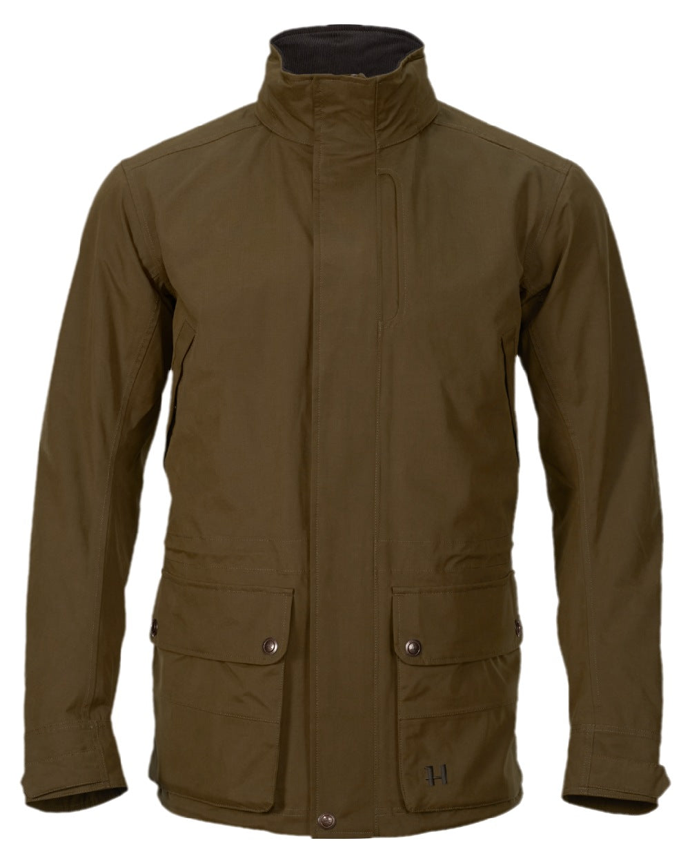 Warm Olive Coloured Harkila Retrieve Jacket on white background #colour_warm-olive