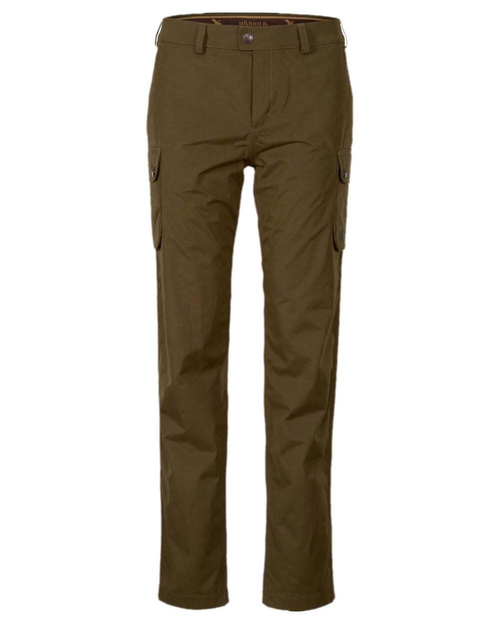 Warm Olive Coloured Harkila Retrieve Lady Trousers on white background #colour_warm-olive
