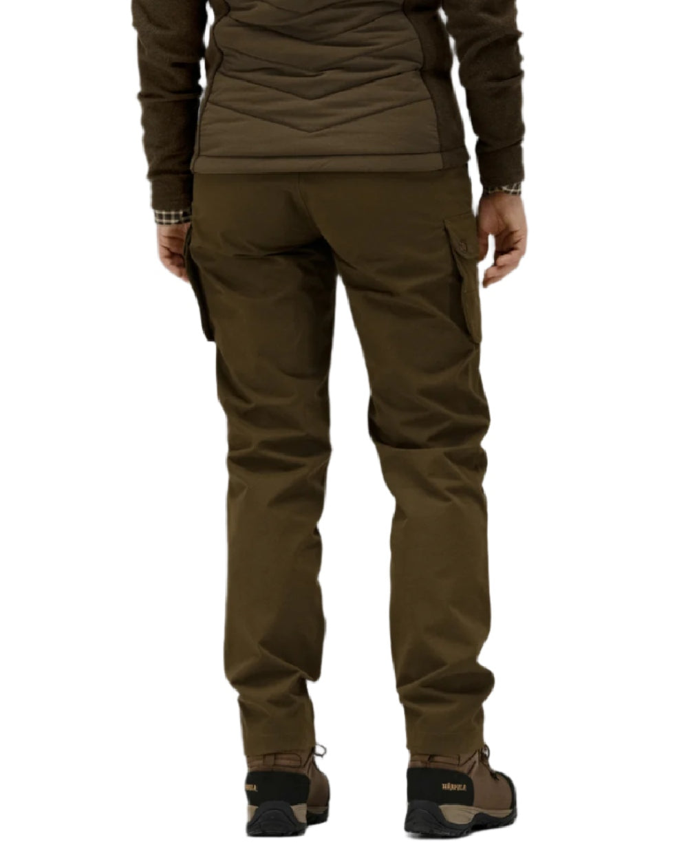 Warm Olive Coloured Harkila Retrieve Lady Trousers on white background #colour_warm-olive