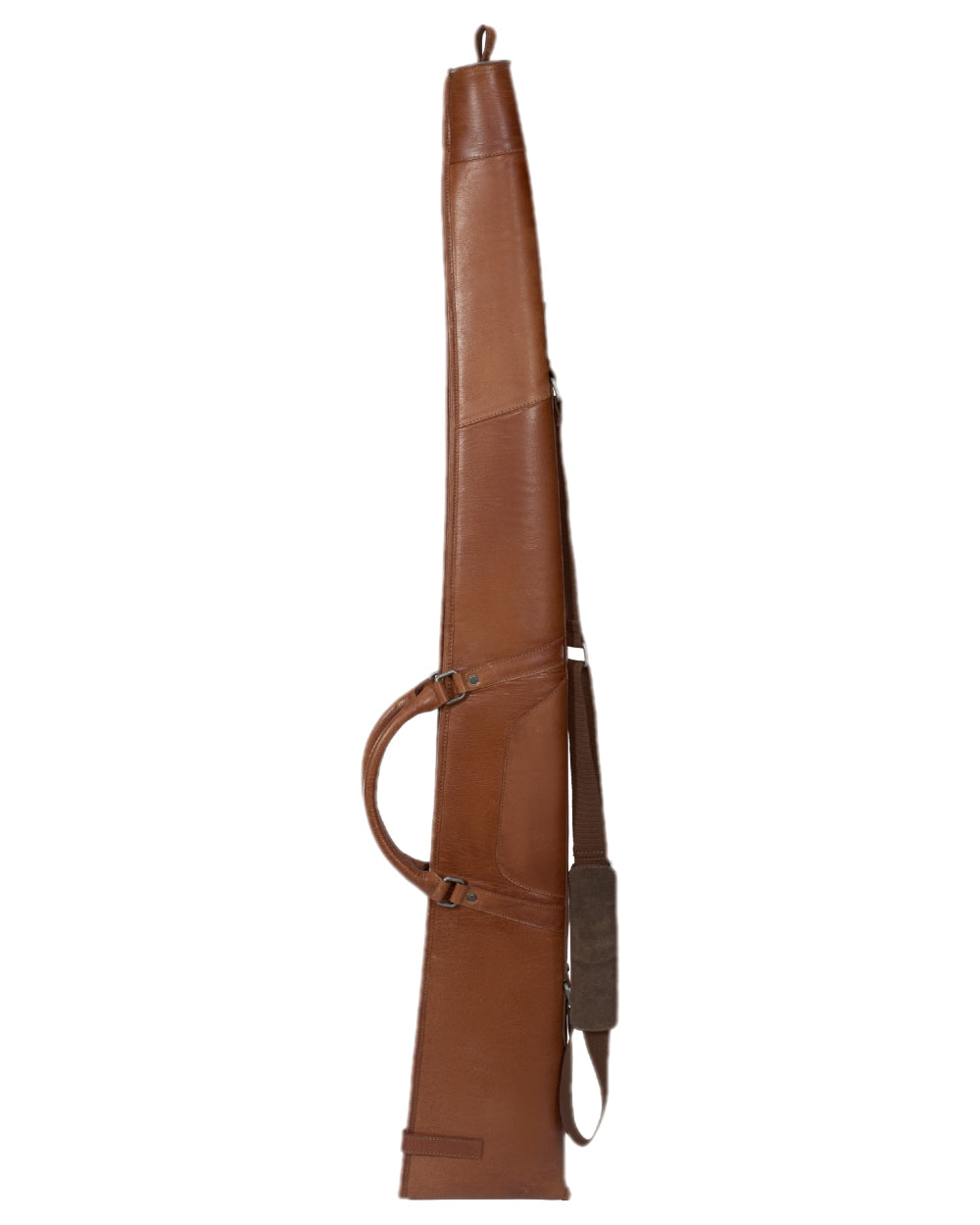 Cognac Coloured Harkila Retrieve Leather Shotgun Slip on white background #colour_cognac
