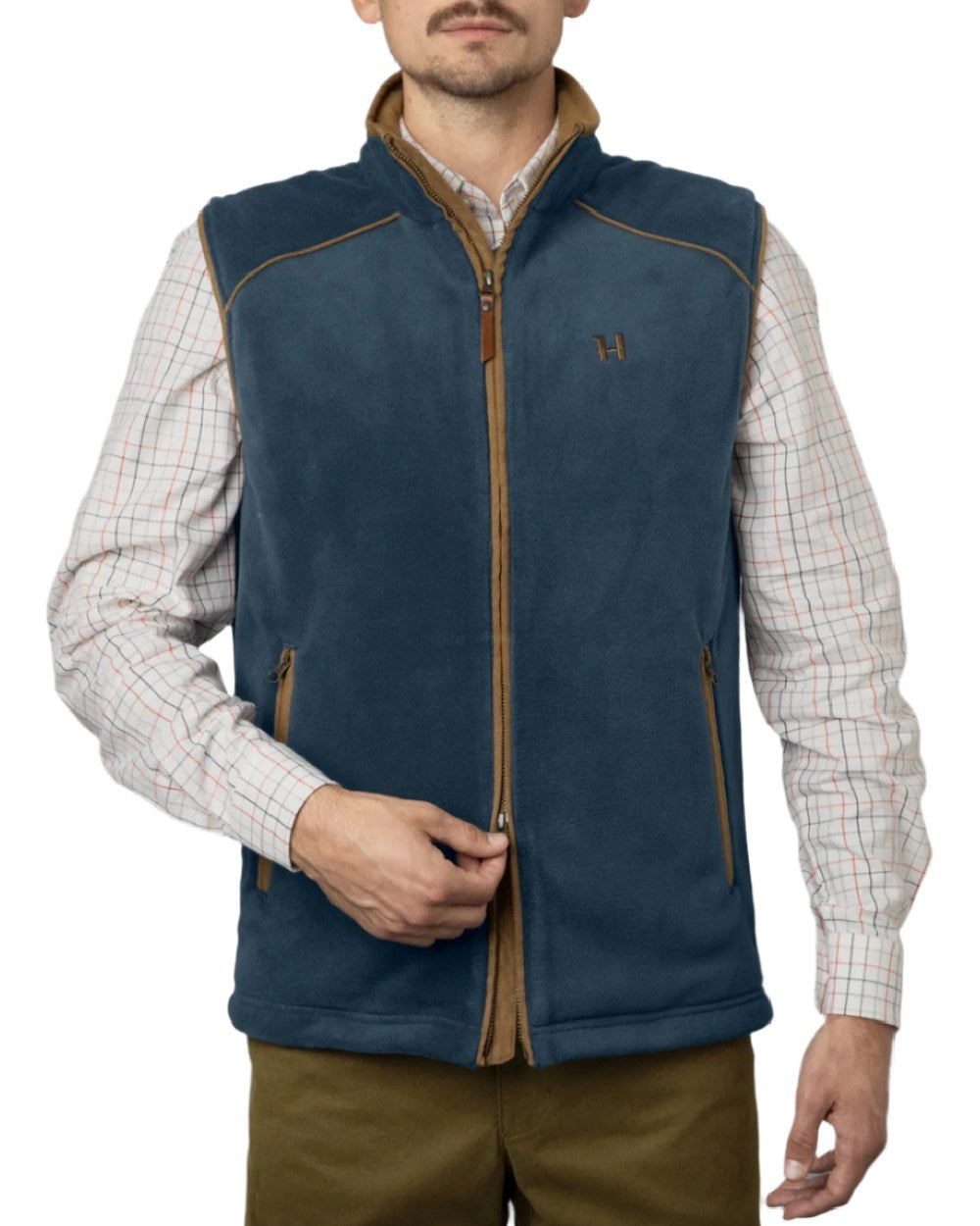 Blue Coloured Harkila Sandhem 200 Fleece Waistcoat on white background #colour_blue