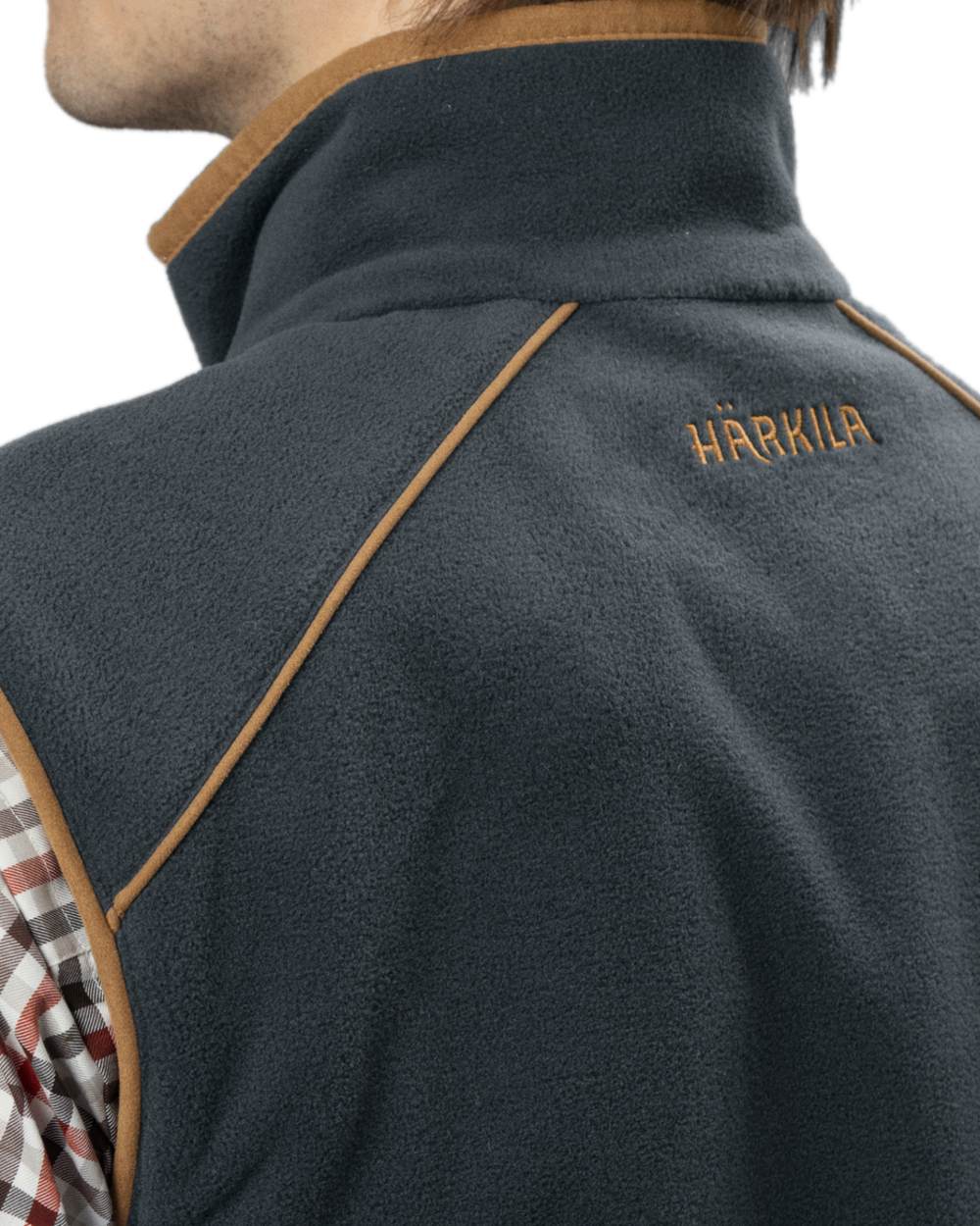 Dark Navy Coloured Harkila Sandhem 200 Fleece Waistcoat on white background #colour_dark-navy
