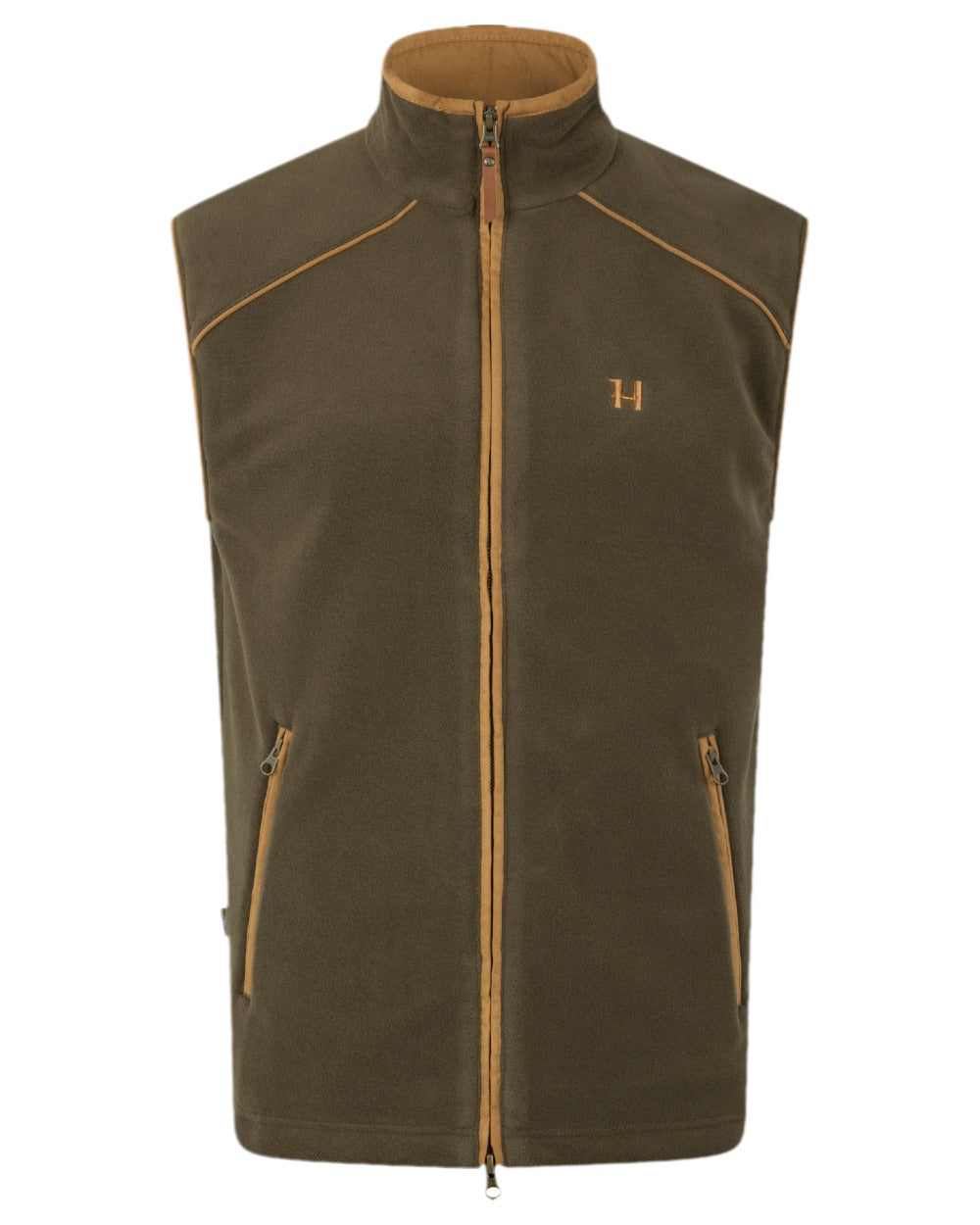 Willow Green Coloured Harkila Sandhem 200 Fleece Waistcoat on outdoor background #colour_willow-green
