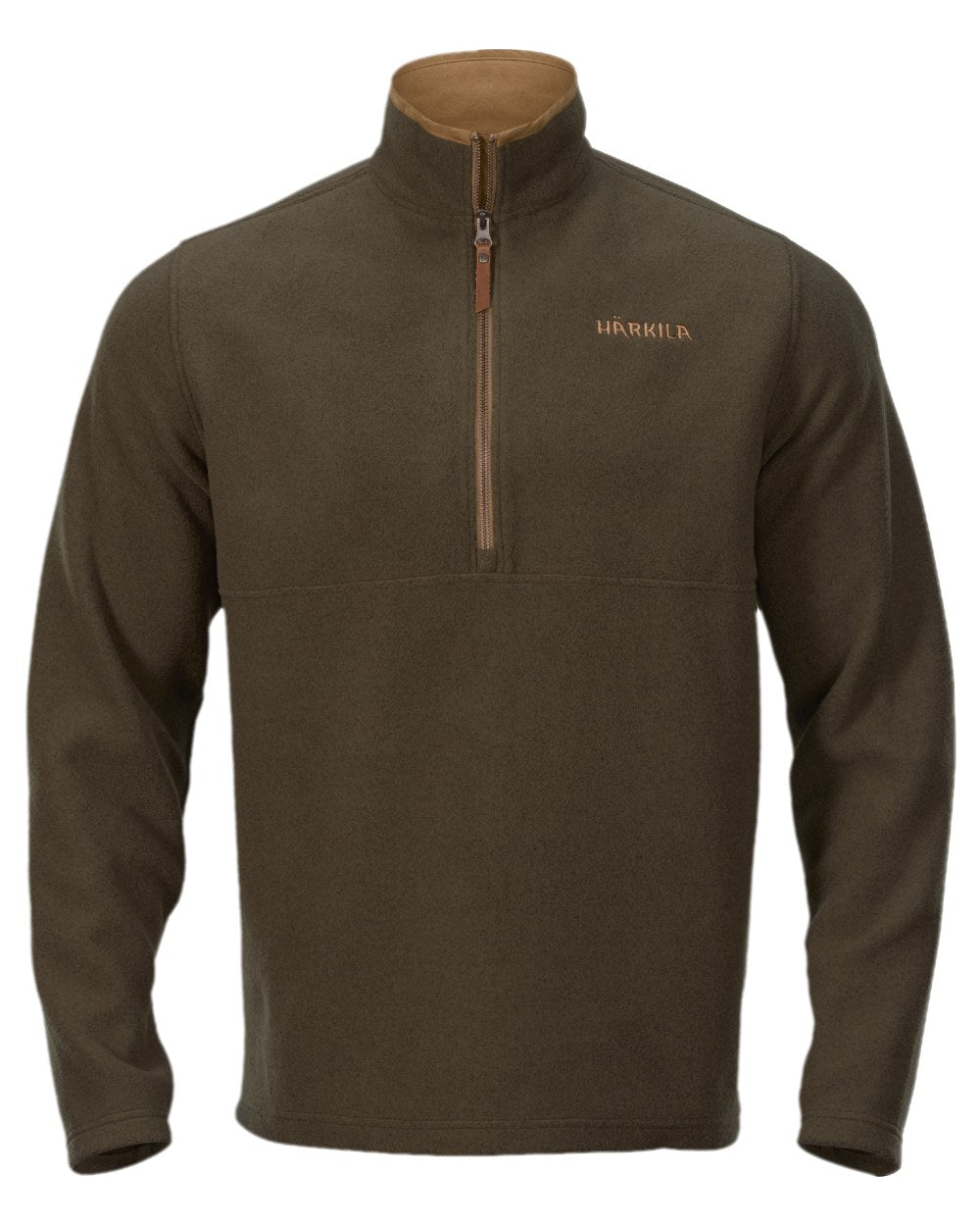 Willow Green Melange Coloured Harkila Sandhem Fleece Pullover on white background #colour_willow-green-melange