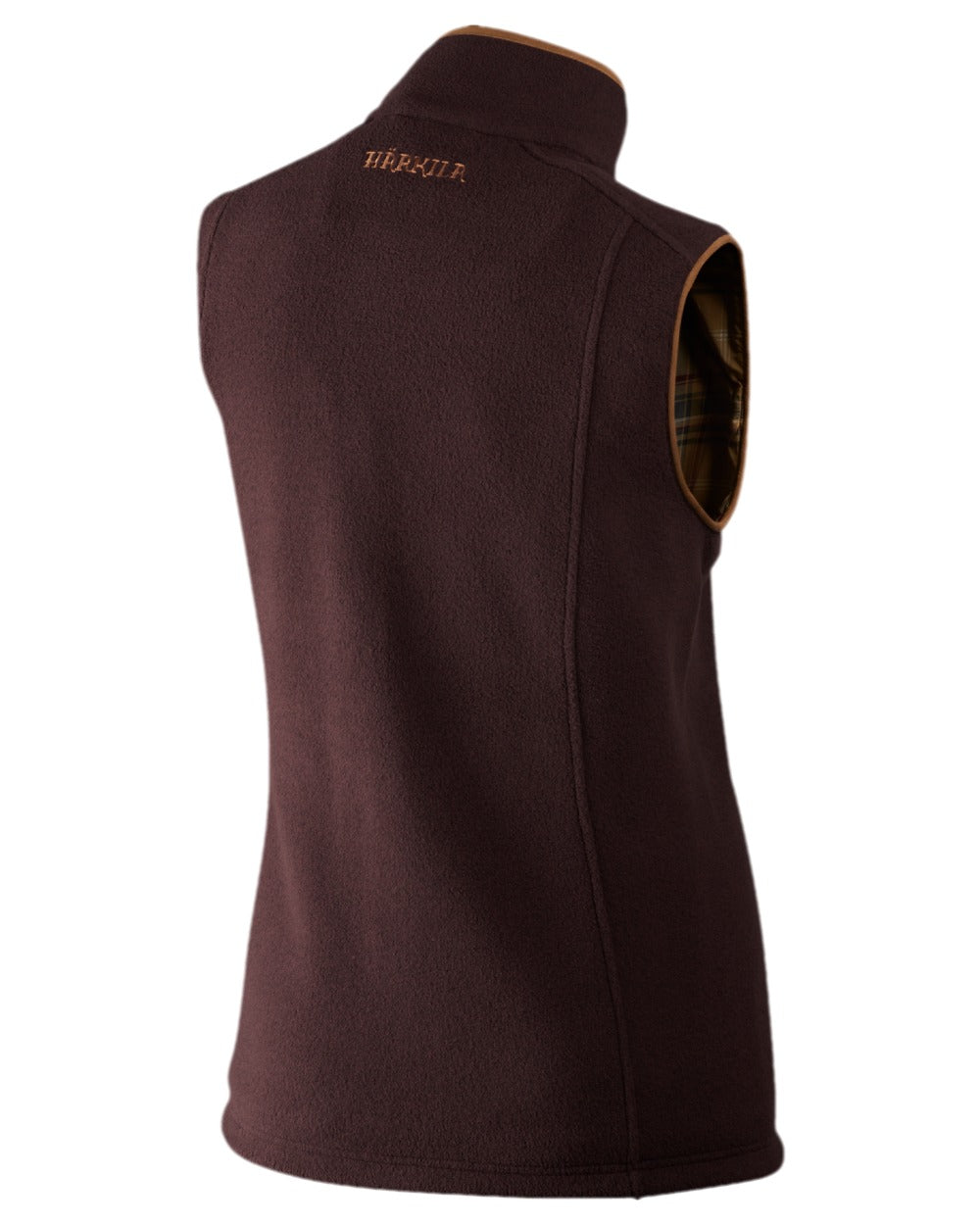 Dark Port Melange Coloured Harkila Sandhem Lady Fleece Waistcoat on white background #colour_dark-port-melange