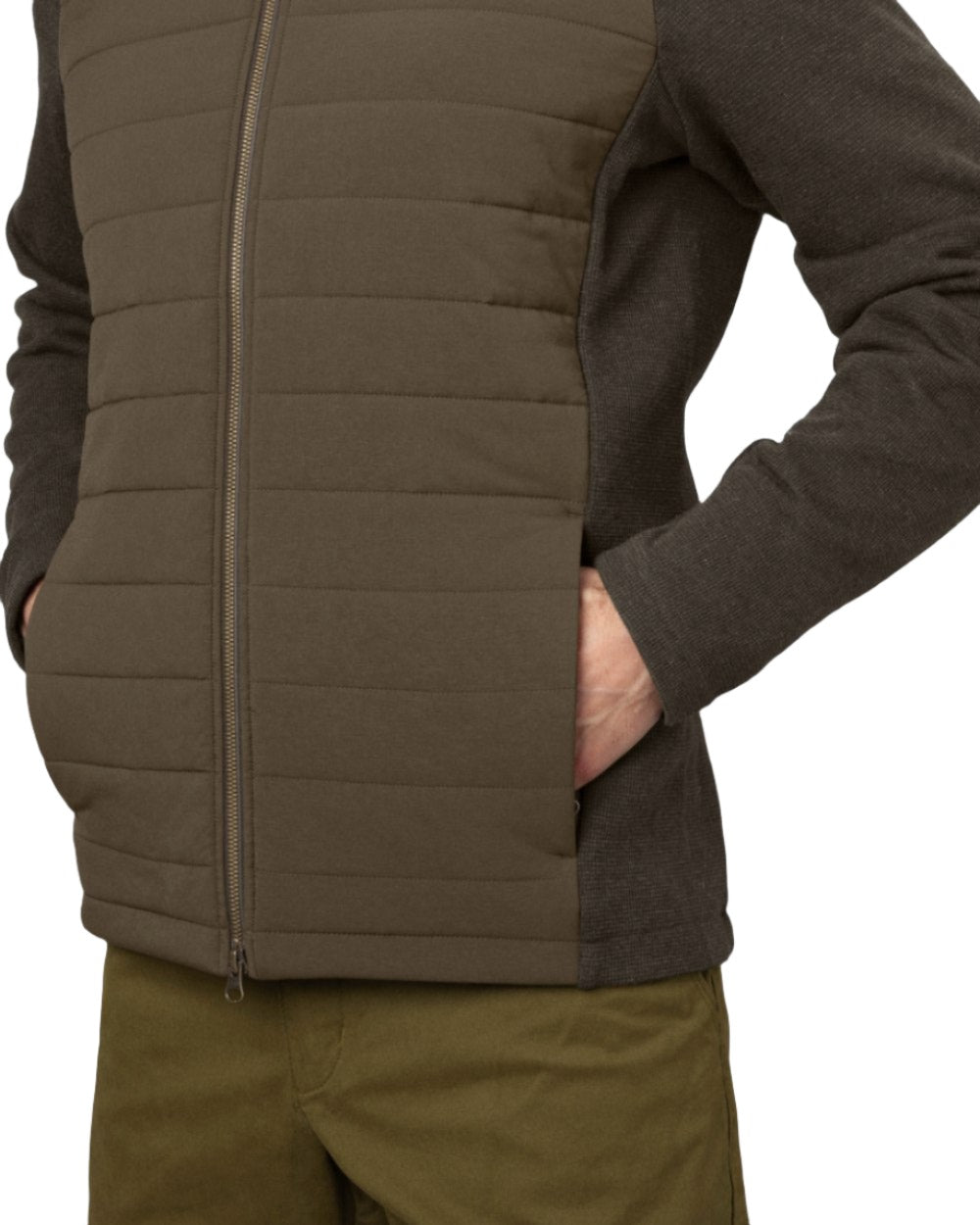 Willow Green Coloured Harkila Sandhem Pro Insulated Cardigan on white background #colour_willow-green