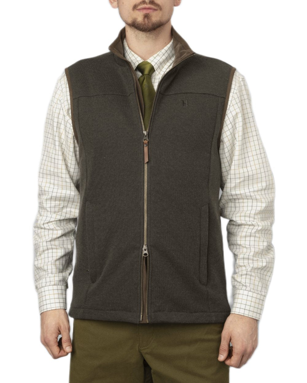 Willow Green Coloured Harkila Sandhem Pro Waistcoat on White background #colour_willow-green