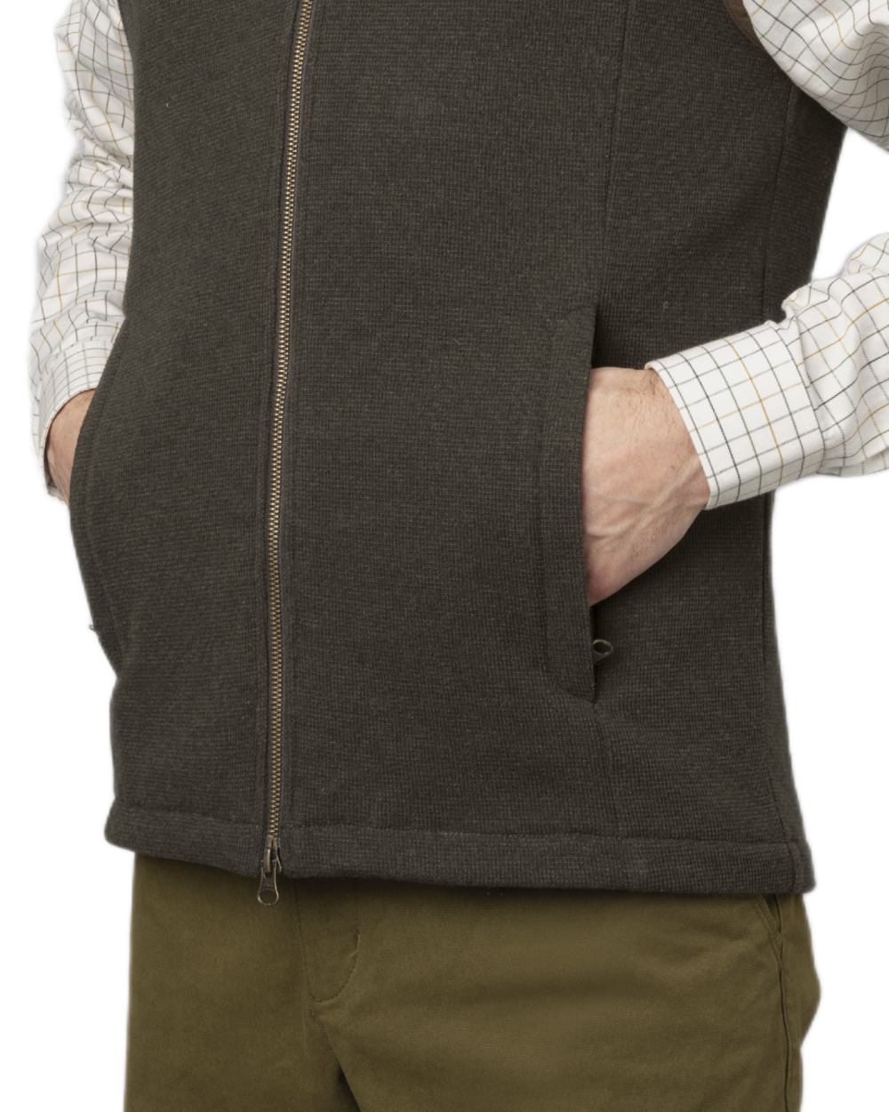 Willow Green Coloured Harkila Sandhem Pro Waistcoat on White background #colour_willow-green