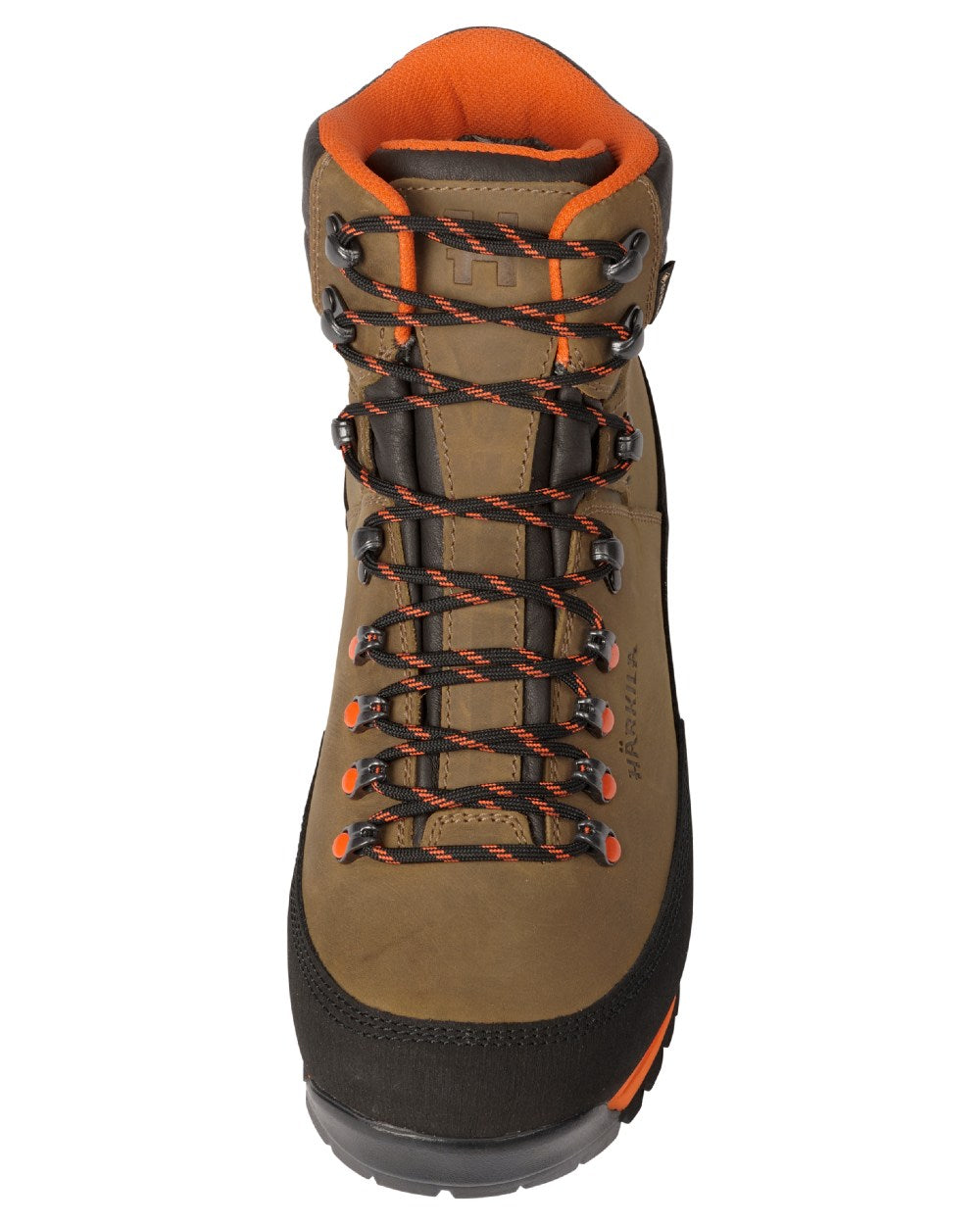 Mid Brown Orange Coloured Harkila Saxnas GTX Boots on white background #colour_mid-brown-orange