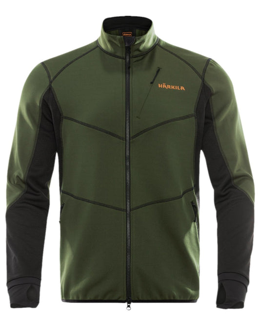 Duffel Green Black Coloured Harkila Scandinavian Fleece Jacket on white background #colour_duffel-green-black