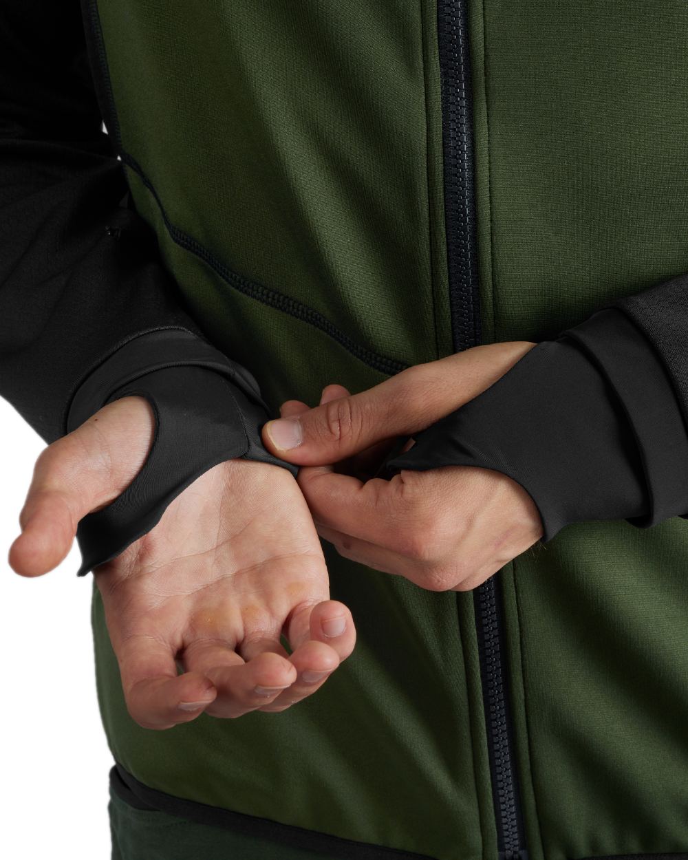 Duffel Green Black Coloured Harkila Scandinavian Fleece Jacket on white background #colour_duffel-green-black