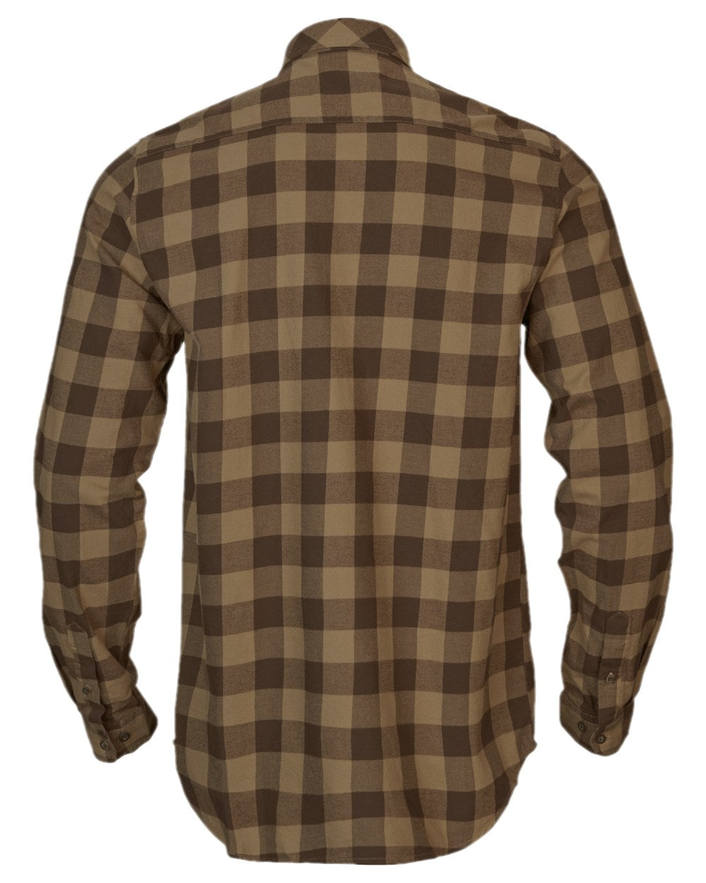 Antique Bronze Check Coloured Harkila Scandinavian Long Sleeve Shirt on white background #colour_antique-bronze-check