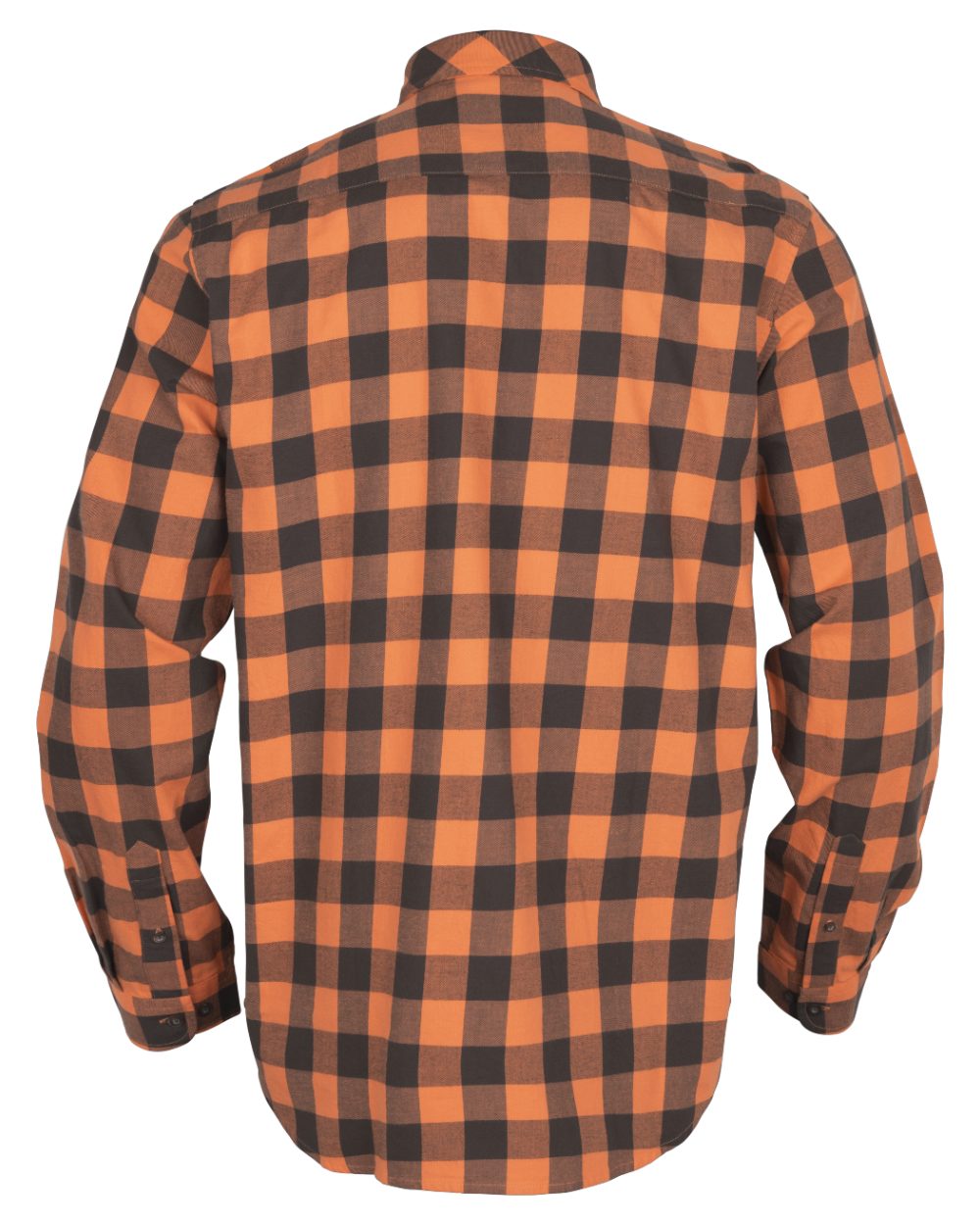 Mandarin Check Coloured Harkila Scandinavian Long Sleeve Shirt on white background #colour_mandarin-check