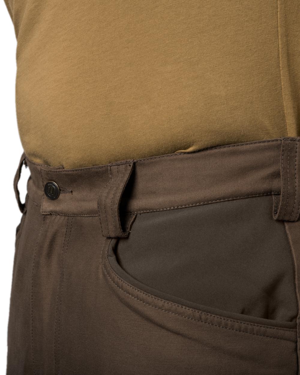 Slate Brown Shadow Brown Coloured Harkila Scandinavian Trousers on white background #colour_slate-brown-shadow-brown