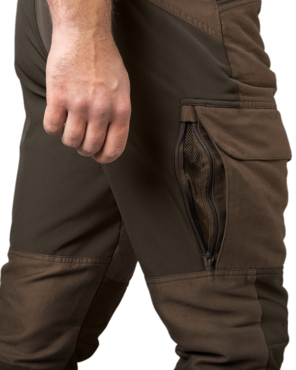 Slate Brown Shadow Brown Coloured Harkila Scandinavian Trousers on white background #colour_slate-brown-shadow-brown