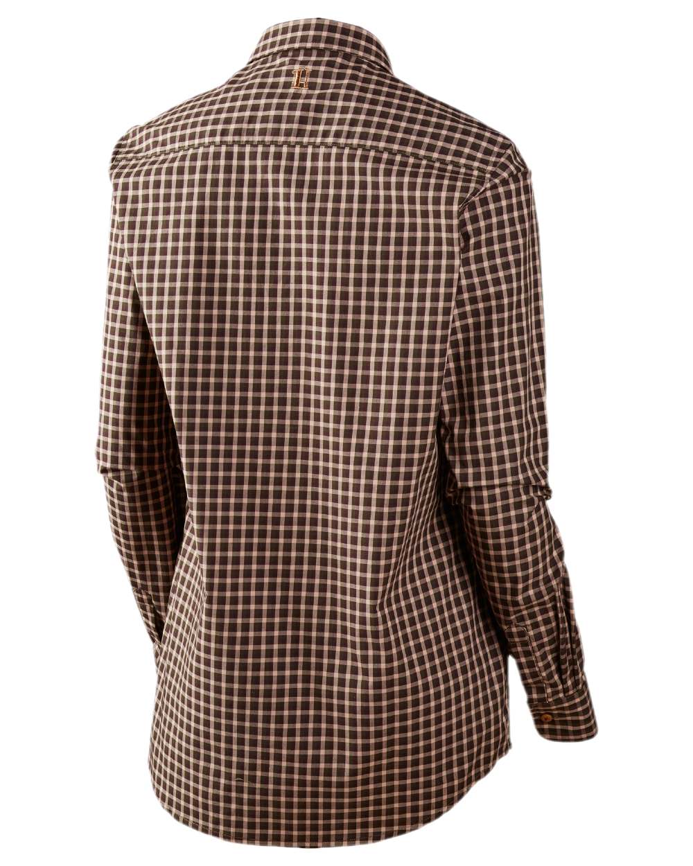 Bright Port Check Coloured Harkila Selja Lady Long Sleeved Shirt on white background #colour_bright-port-check