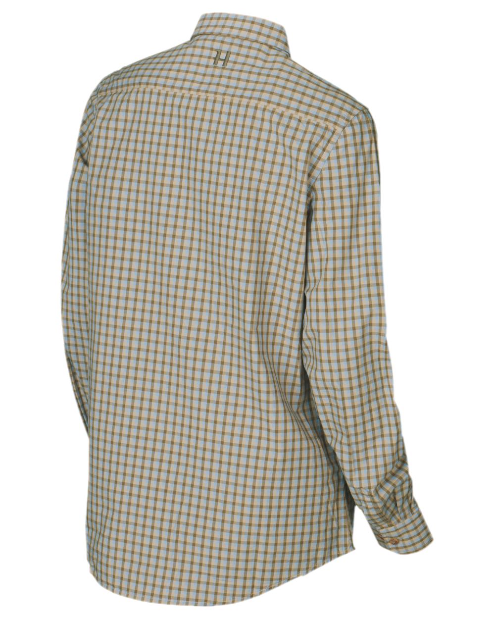Heritage Blue Check Coloured Harkila Selja Lady Long Sleeved Shirt on white background #colour_heritage-blue-check