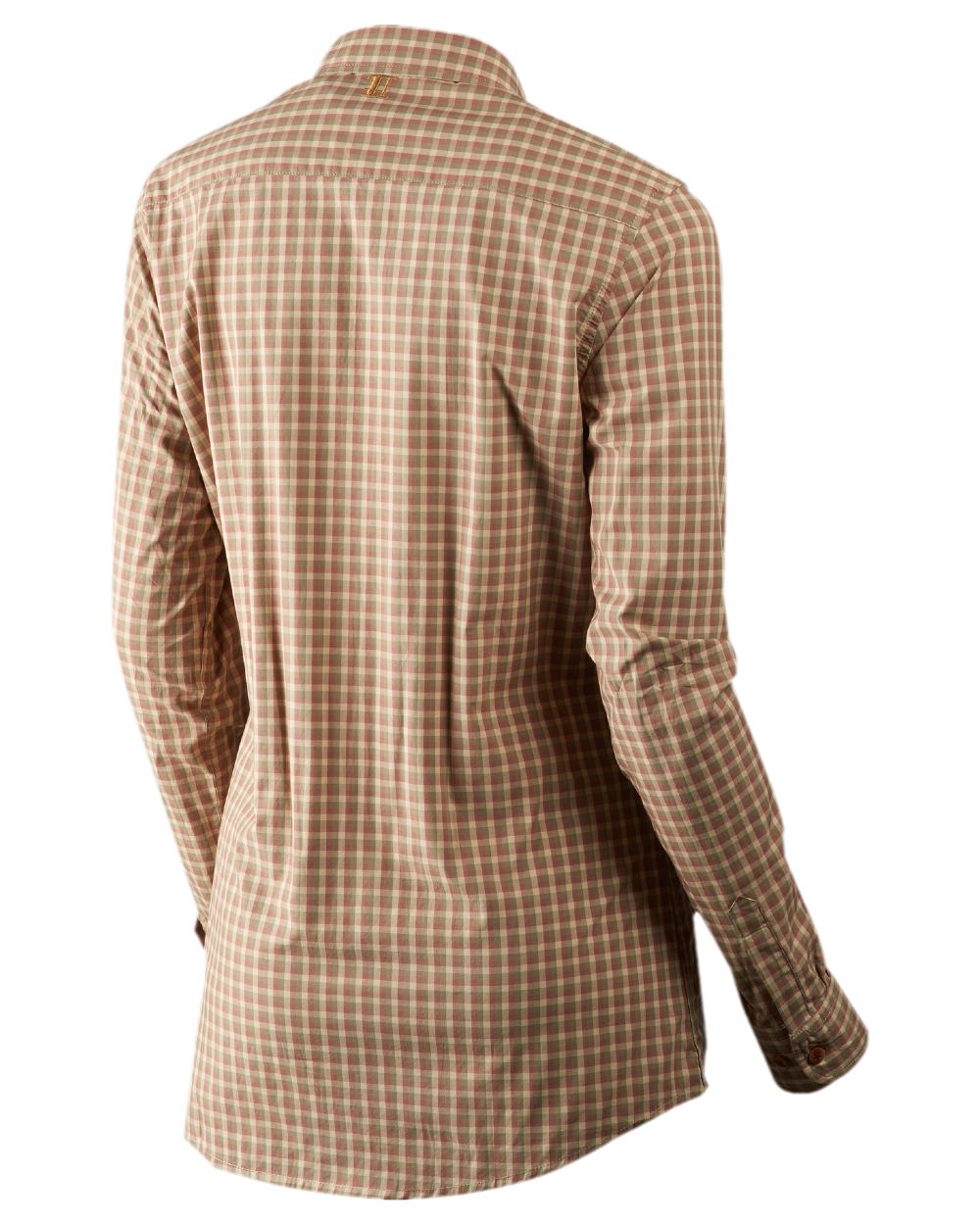 Moonlight Rose Check Coloured Harkila Selja Lady Long Sleeved Shirt on white background #colour_moonlight-rose-check