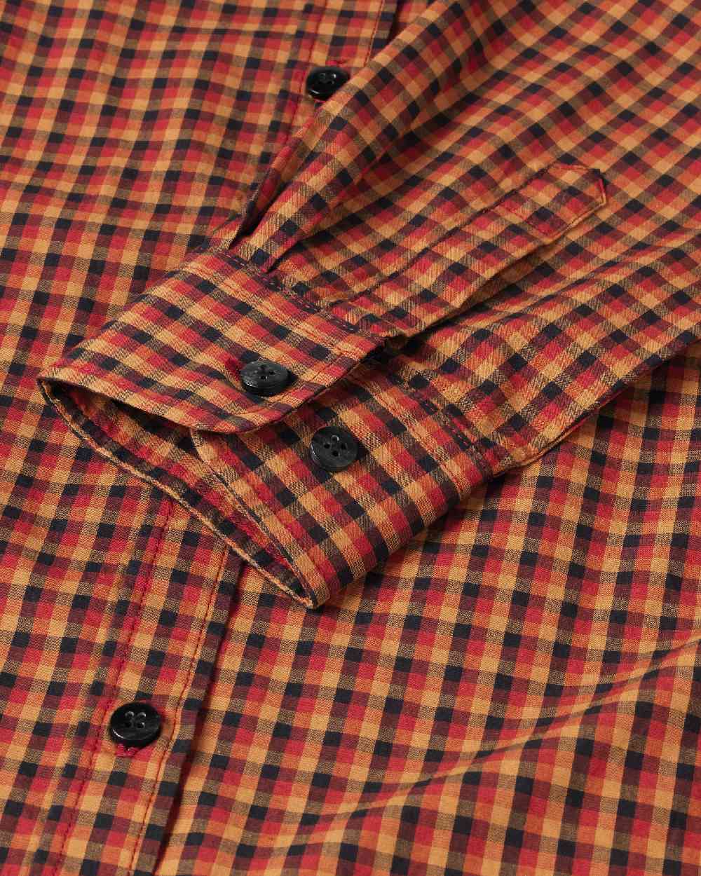 Red Black Check Coloured Harkila Selja Lady Long Sleeved Shirt on white background #colour_red-black-check