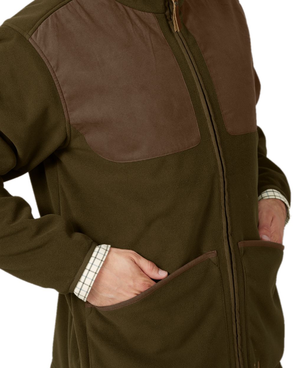 Willow Green Coloured Harkila Stornoway Active Shooting HSP Jacket on white background #colour_willow-green