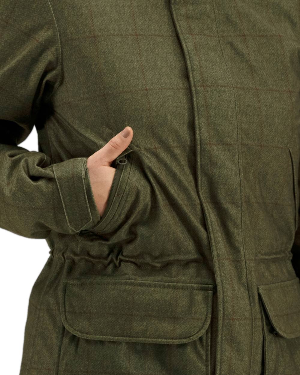 Willow Green Coloured Harkila Stornoway Shooting Lady Jacket on white background #colour_willow-green