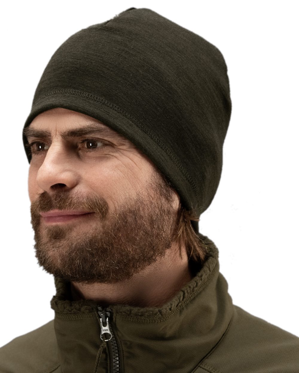 Willow Green Coloured Harkila Tibro Beanie on white background #colour_willow-green