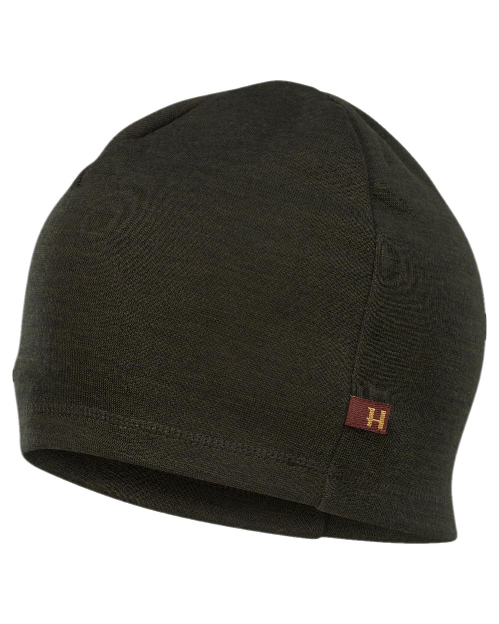 Willow Green Coloured Harkila Tibro Beanie on white background #colour_willow-green