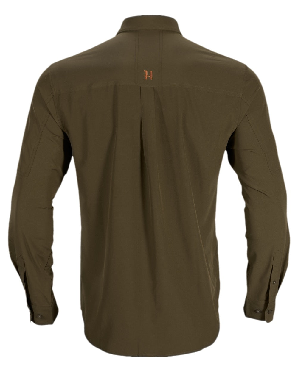 Willow Green Coloured Harkila Trail L/S Shirt on white background #colour_willow-green