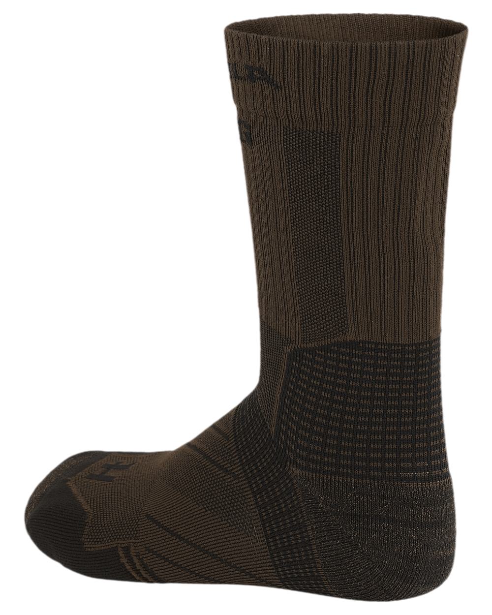 Dark Olive Willow Green Coloured Harkila Trail Socks on white background #colour_dark-olive-willow-green
