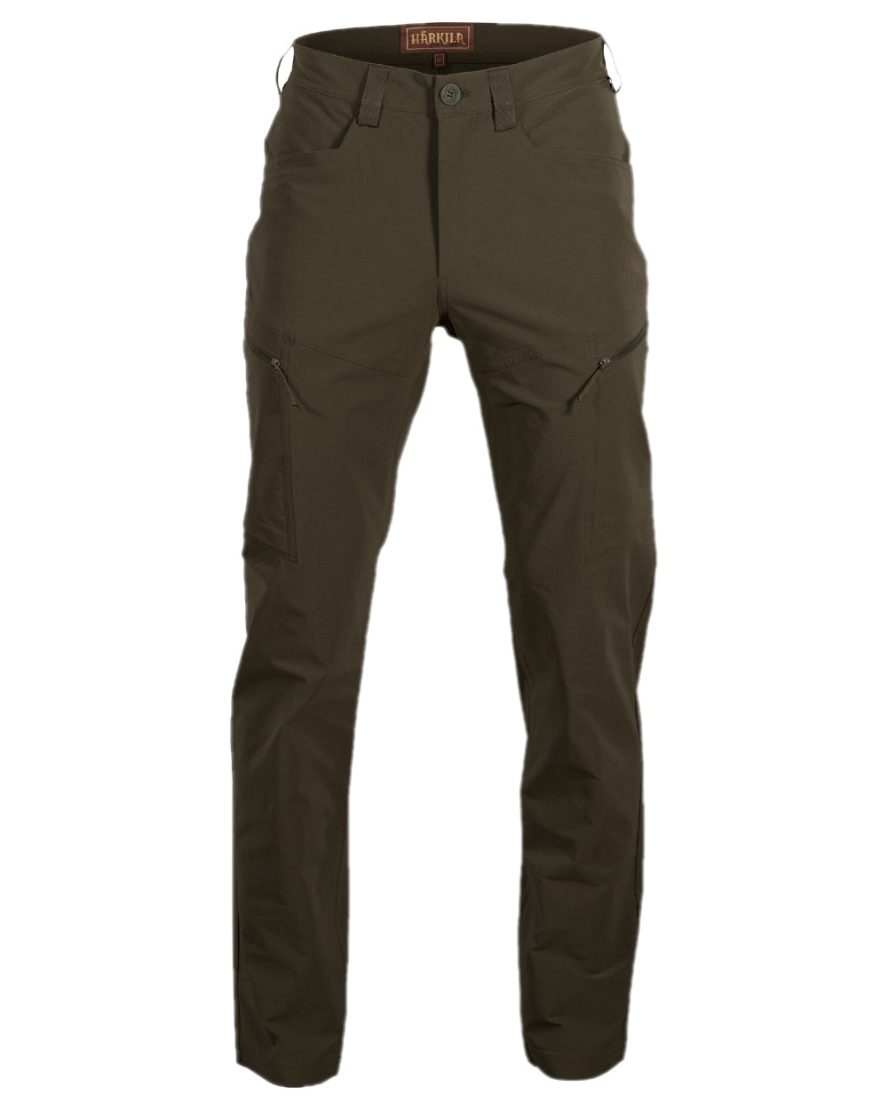 Willow Green Coloured Harkila Trail Trousers on white background #colour_willow-green