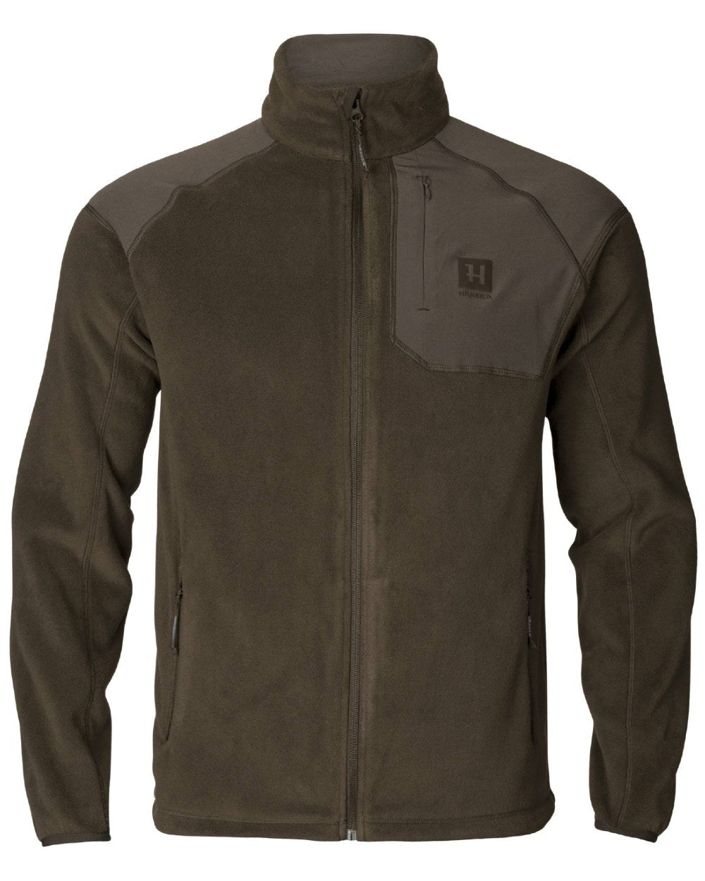 Shadow Brown Coloured Harkila Venjan 2.0 Fleece Jacket on white background #colour_shadow-brown