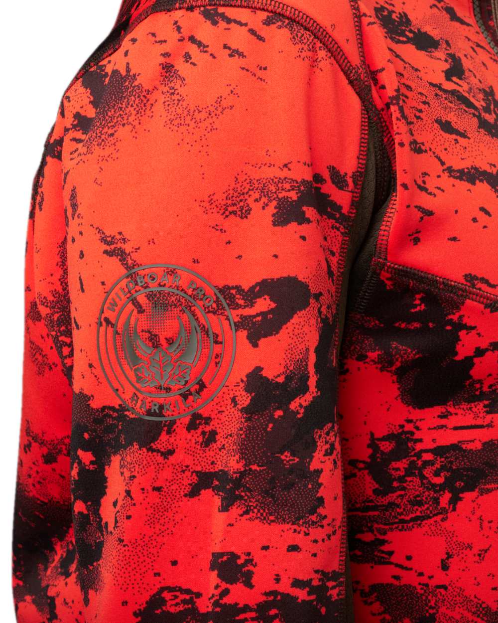 Wildboar Orange Coloured Harkila Wildboar Pro Camo Fleece Jacket on white background #colour_wildboar-orange