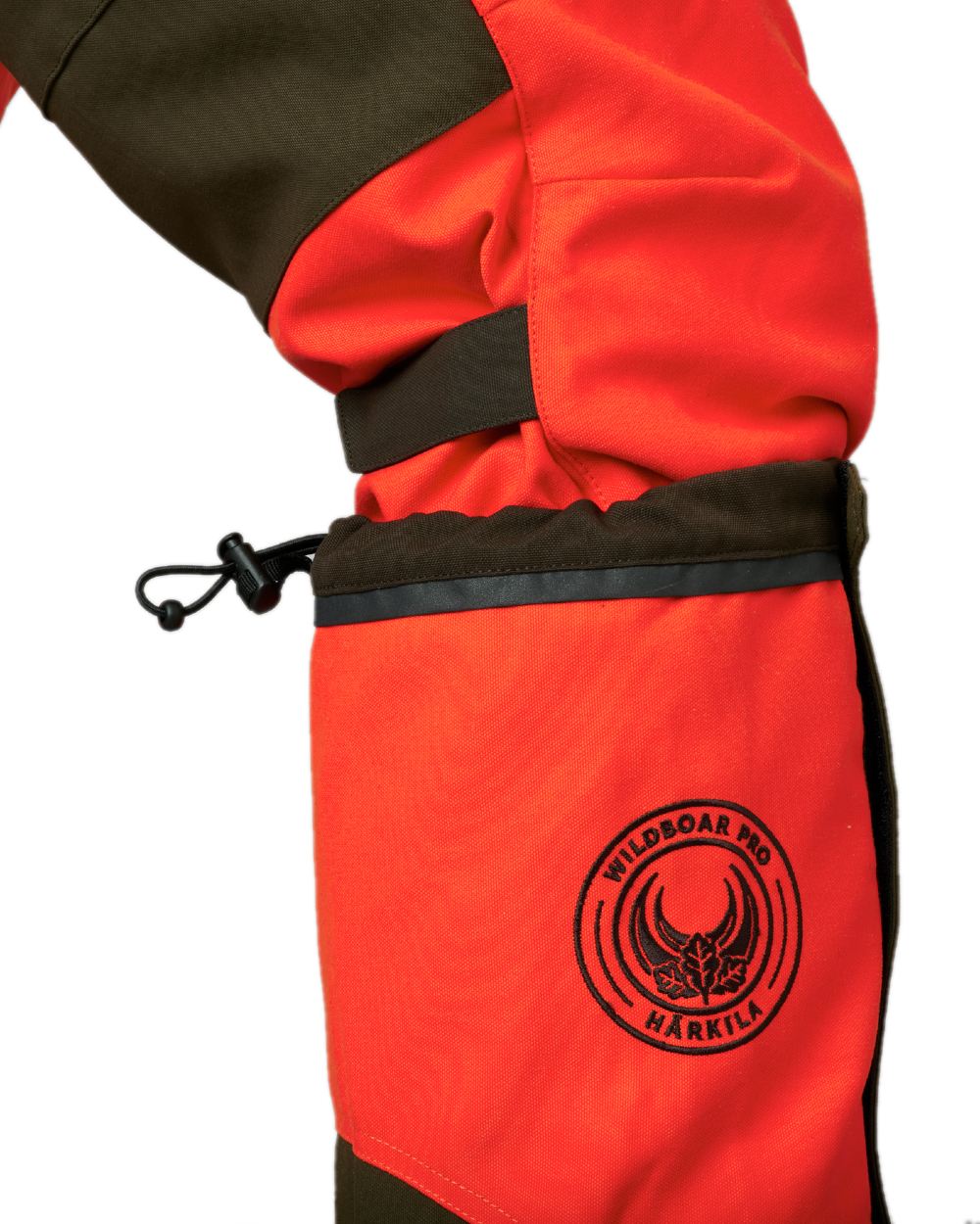 Orange Blaze Willow Green Coloured Harkila Wildboar Pro Gaiters on white background #colour_orange-blaze-willow-green