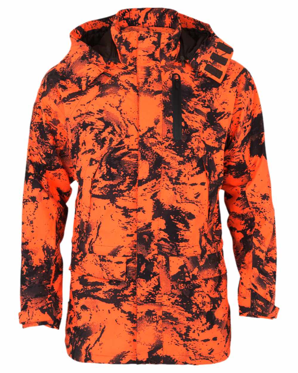 AXIS Orange Blaze Coloured Harkila Wildboar Pro HWS Insulated Jacket on white background #colour_axis-orange-blaze