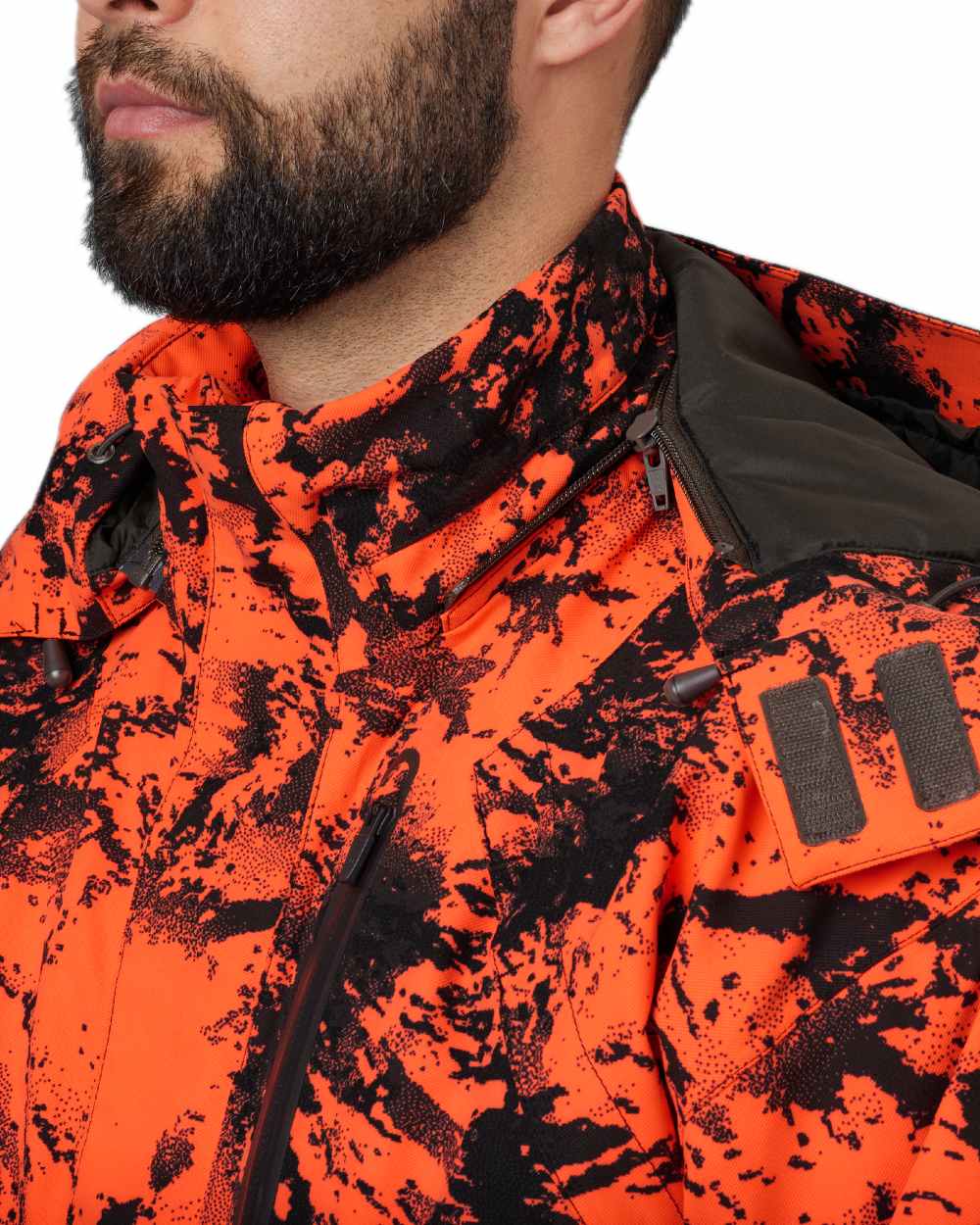 AXIS Orange Blaze Coloured Harkila Wildboar Pro HWS Insulated Jacket on white background #colour_axis-orange-blaze
