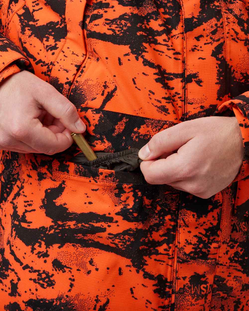 AXIS Orange Blaze Coloured Harkila Wildboar Pro HWS Insulated Jacket on white background #colour_axis-orange-blaze