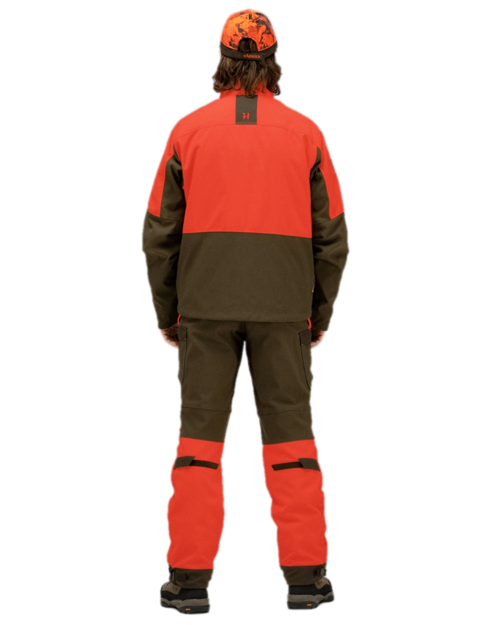 Wildboar Orange Willow Green Coloured Harkila Wildboar Pro Jacket on white background #colour_wildboar-orange-willow-green