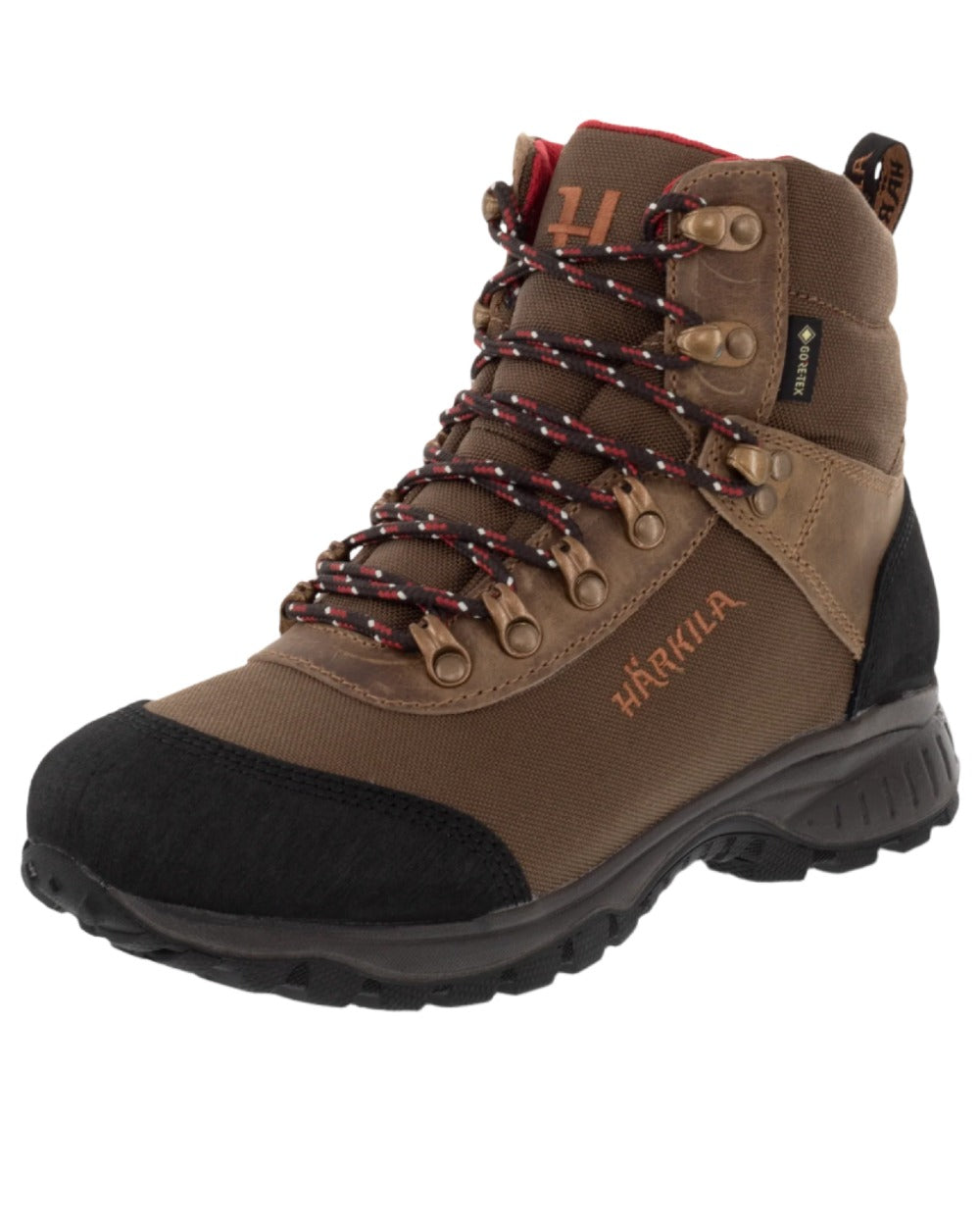 Mid Brown Coloured Harkila Wildwood 2.0 GTX Womens Waterproof Boots on white background #colour_mid-brown