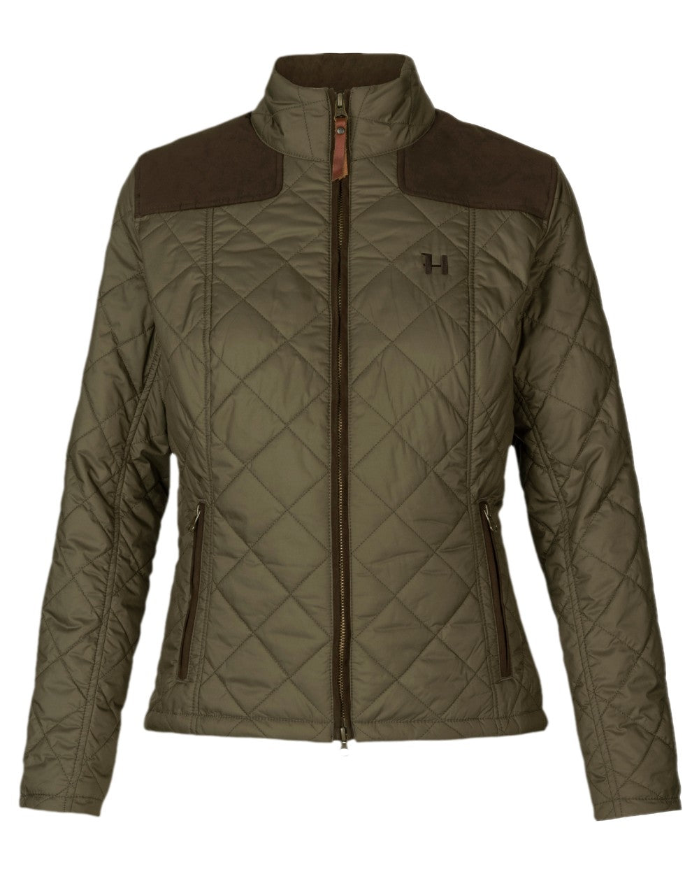 Willow Green Coloured Harkila Womens Ailsa Quilted Jacket on white background #colour_willow-green