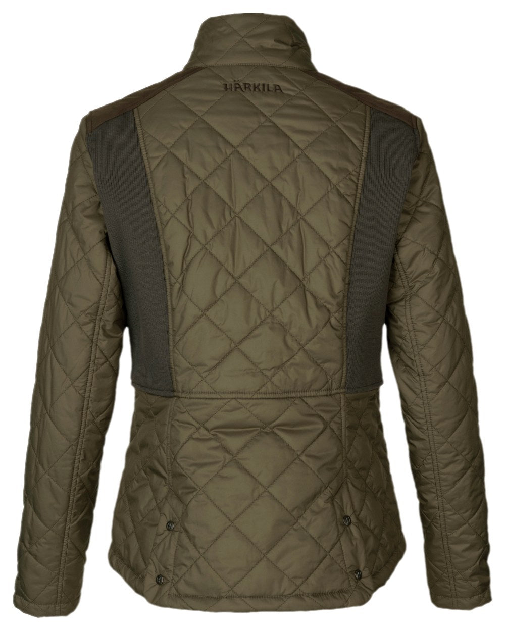 Willow Green Coloured Harkila Womens Ailsa Quilted Jacket on white background #colour_willow-green